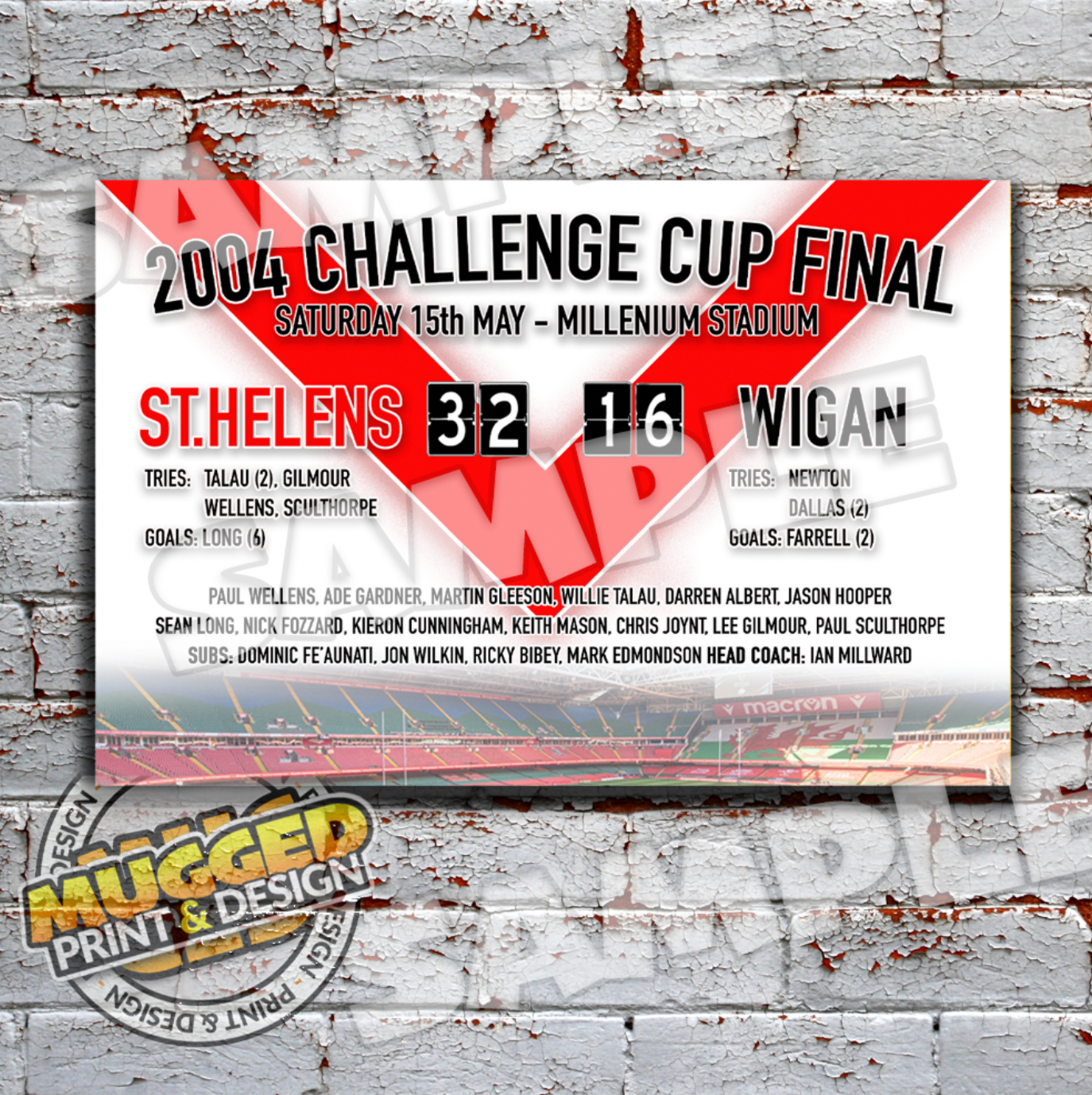 Aluminium 2004 Challenge Cup Final St.Helens v Wigan Sign