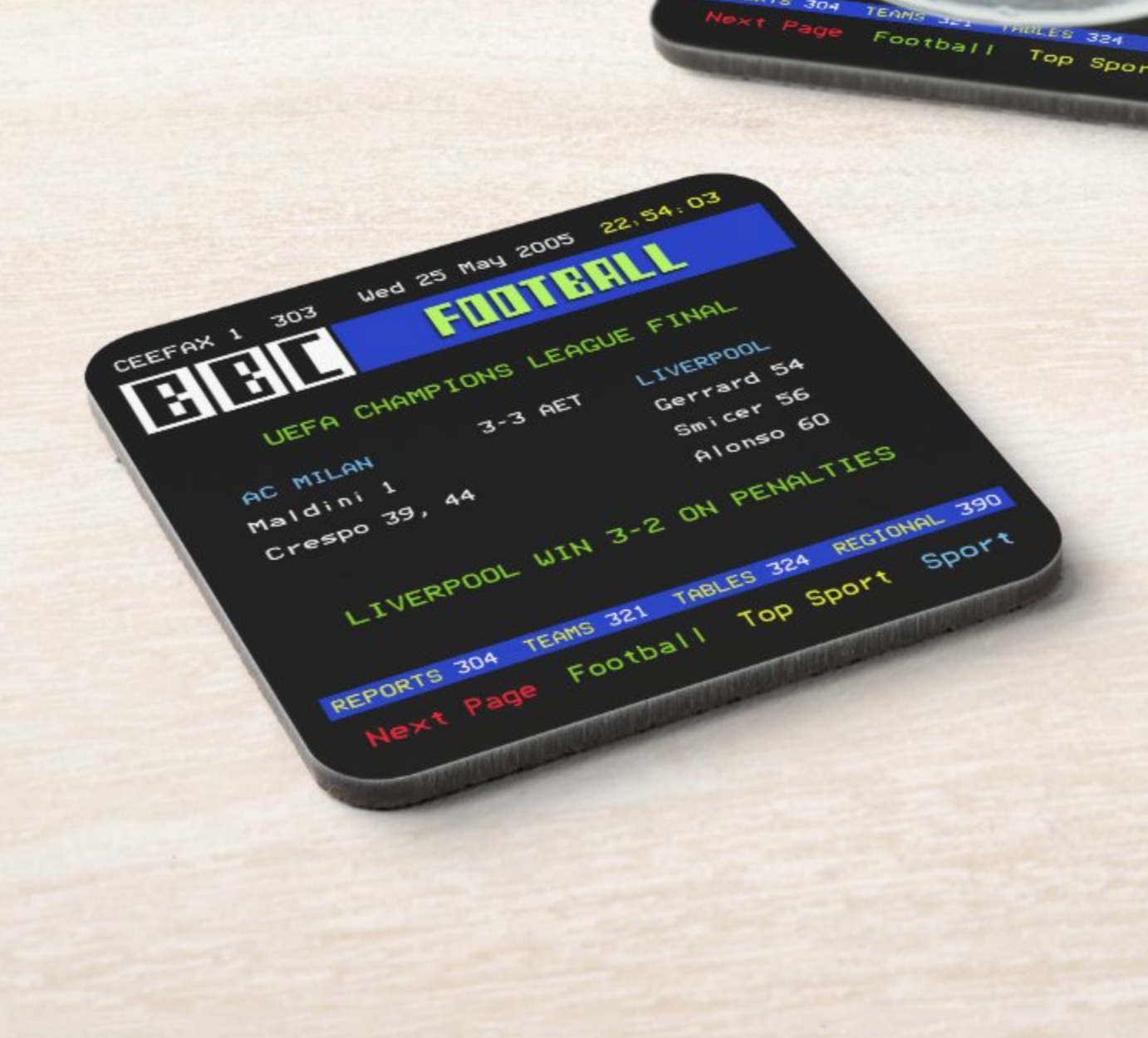 TELETEXT Champions League Final Coasters