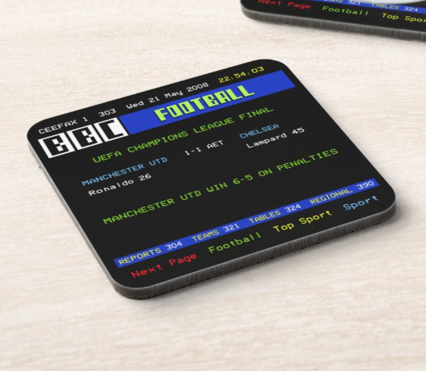 TELETEXT Champions League Final Coasters