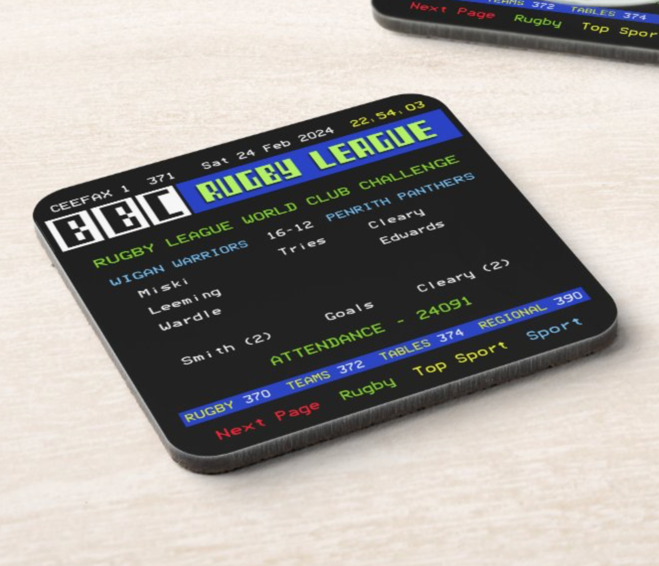 TELETEXT World Club RL Coaster
