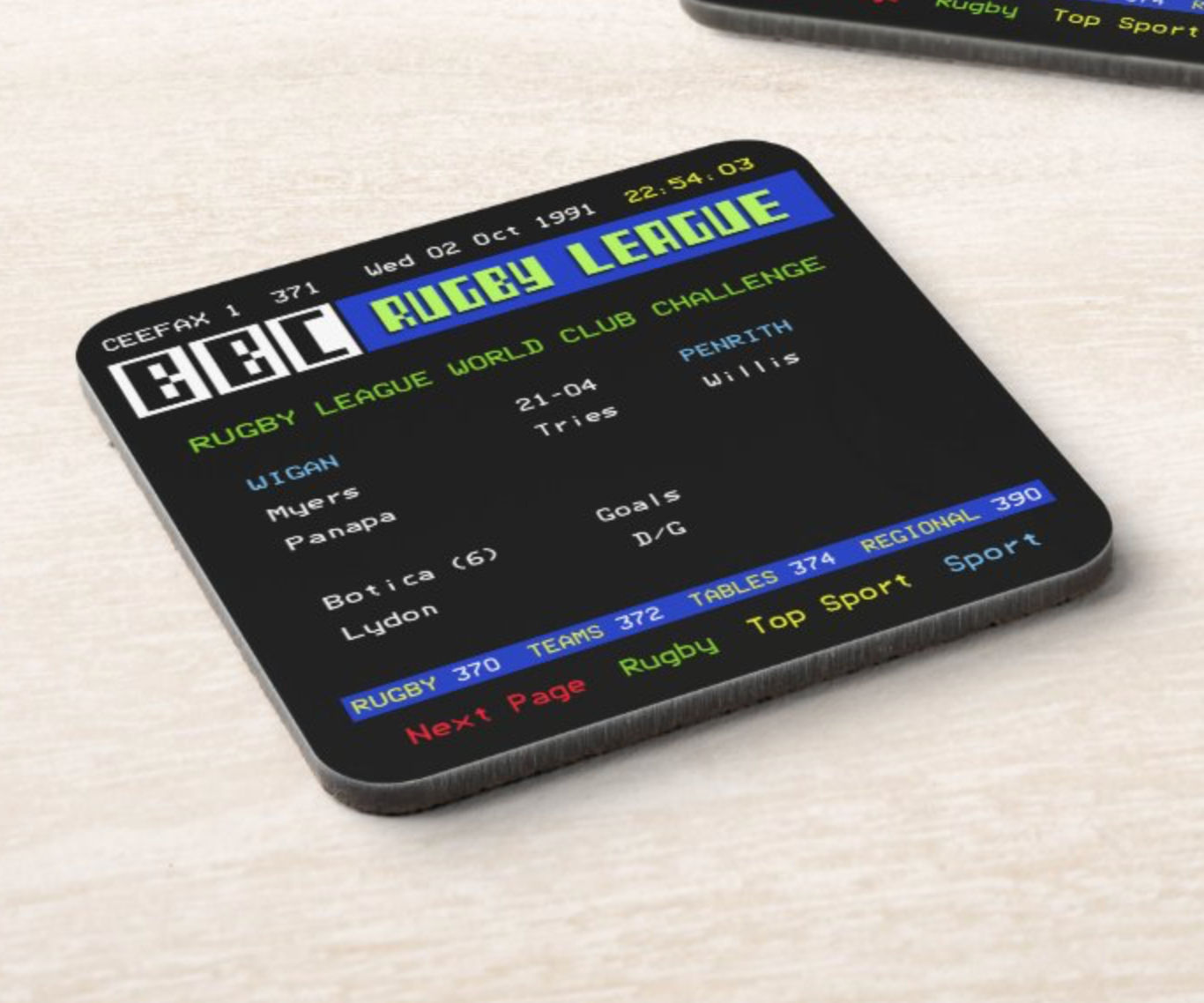 TELETEXT World Club RL Coaster