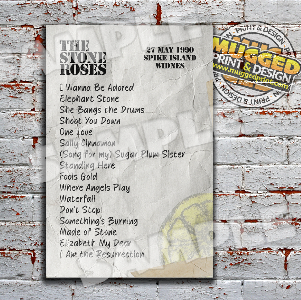 The Stone Roses "Set List" at Spike Island Aluminium Sign