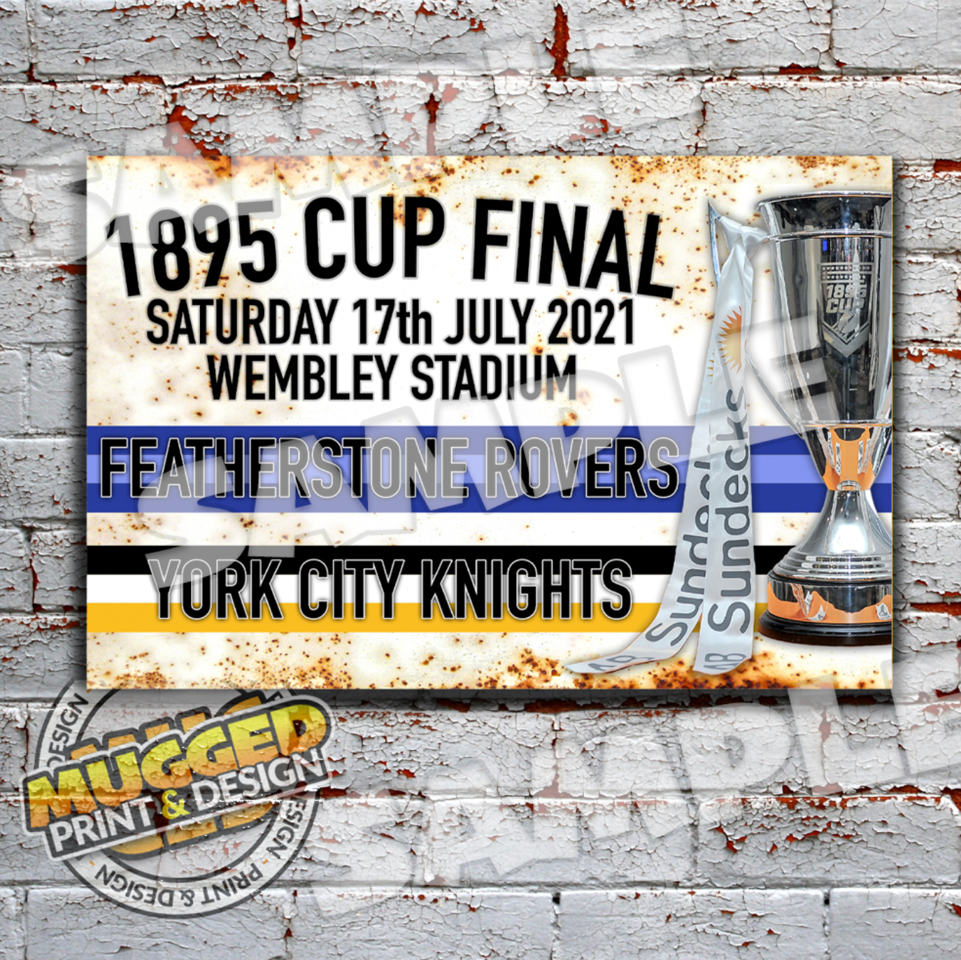 1895 Cup Final, Featherstone Rovers v York City Knights Vintage Sign