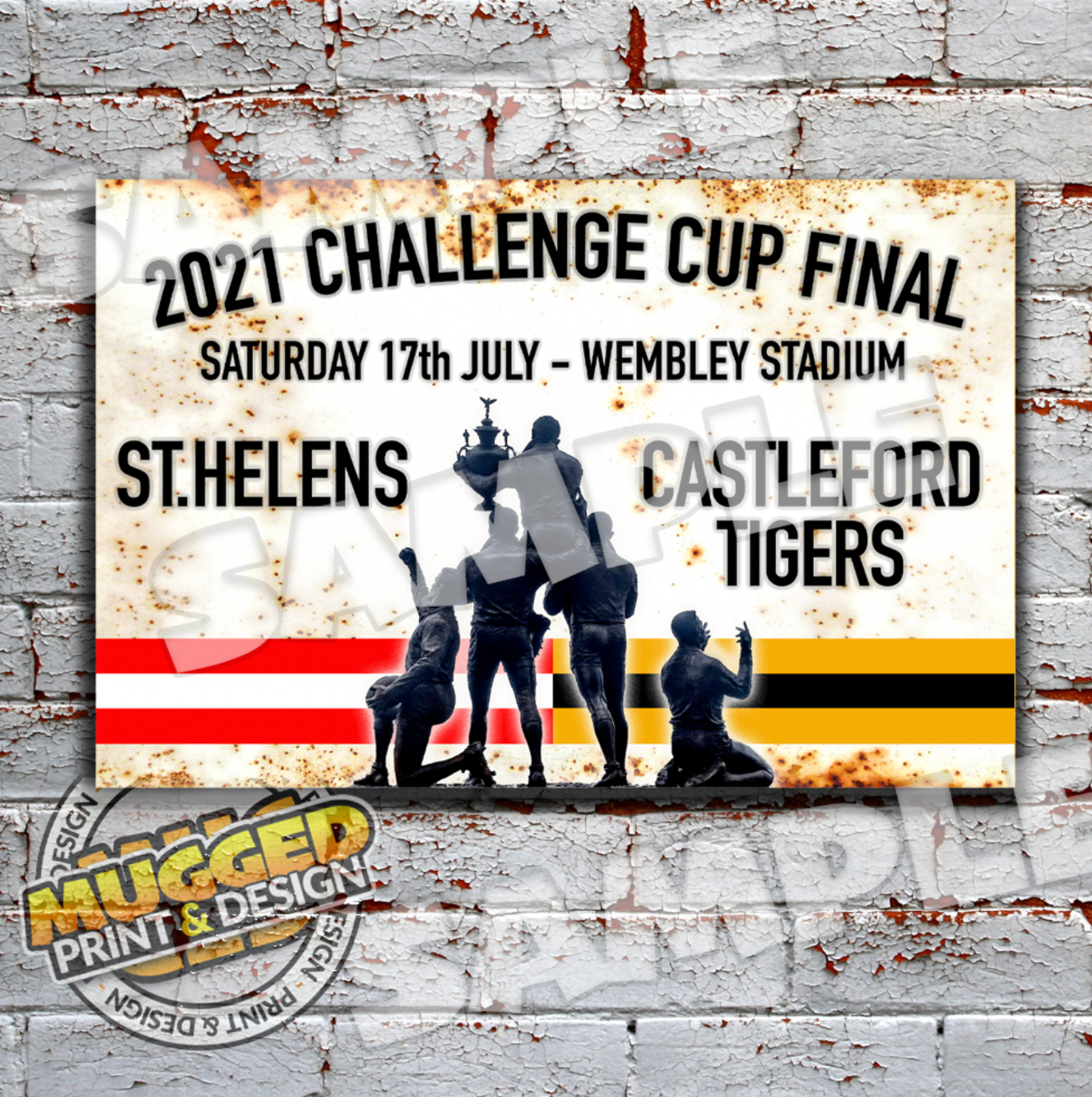 2021 RL Challenge Cup Final, St.Helens v Castleford Tigers Vintage Sign