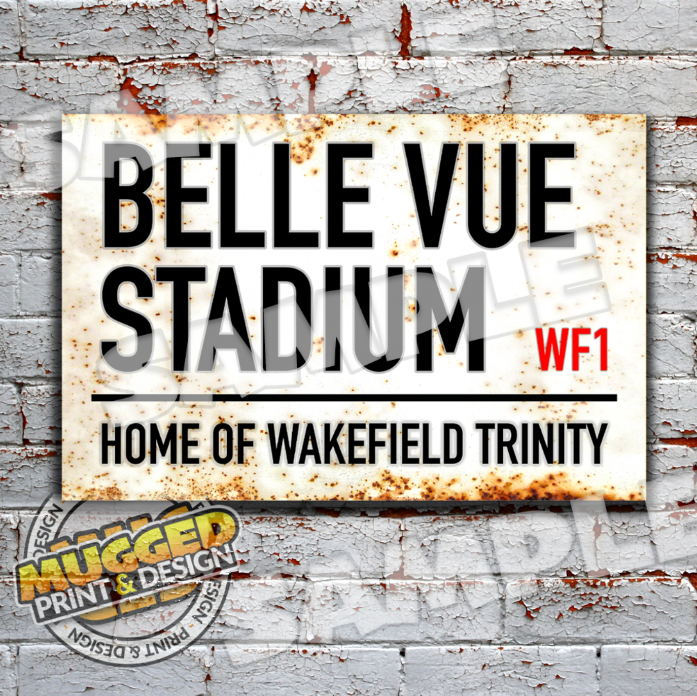 Belle Vue Stadium (Wakefield Trinity RL) Vintage Street Sign