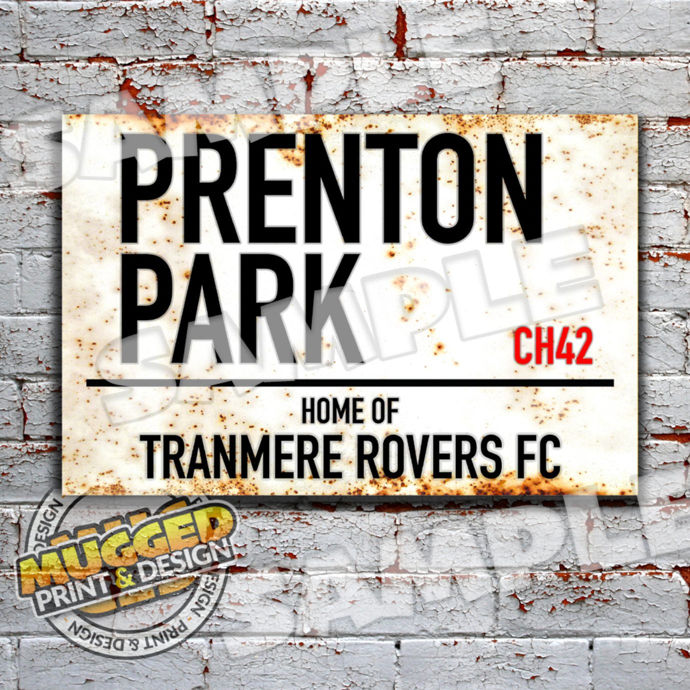 Aluminium Tranmere Rovers FC Vintage Street Sign