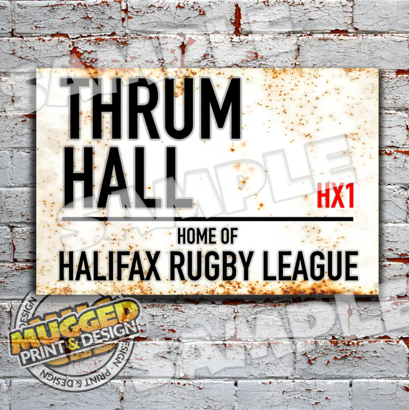 Thrum Hall Stadium - Halifax RL Vintage Street Sign