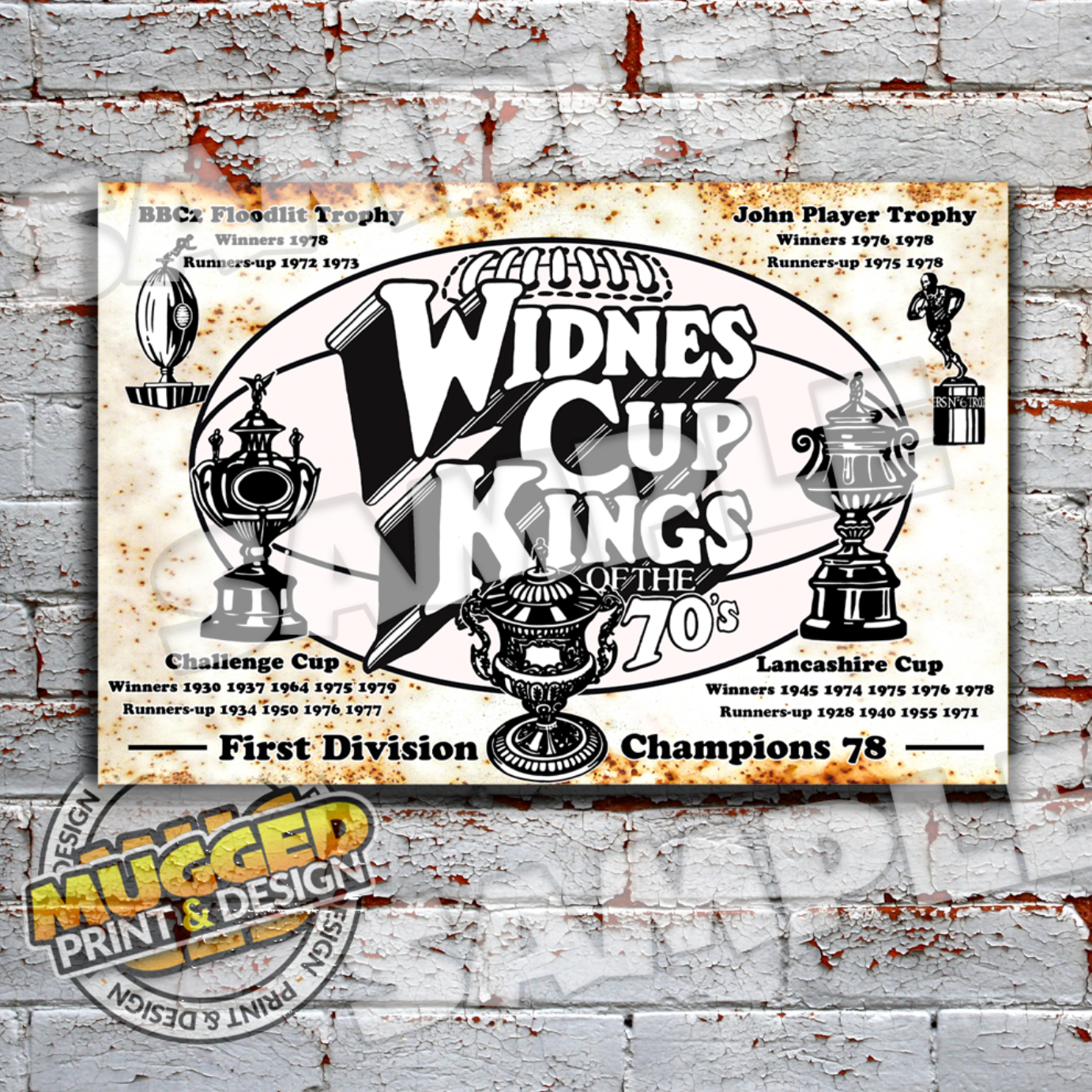 Aluminium Widnes RL Cup Kings Vintage Sign