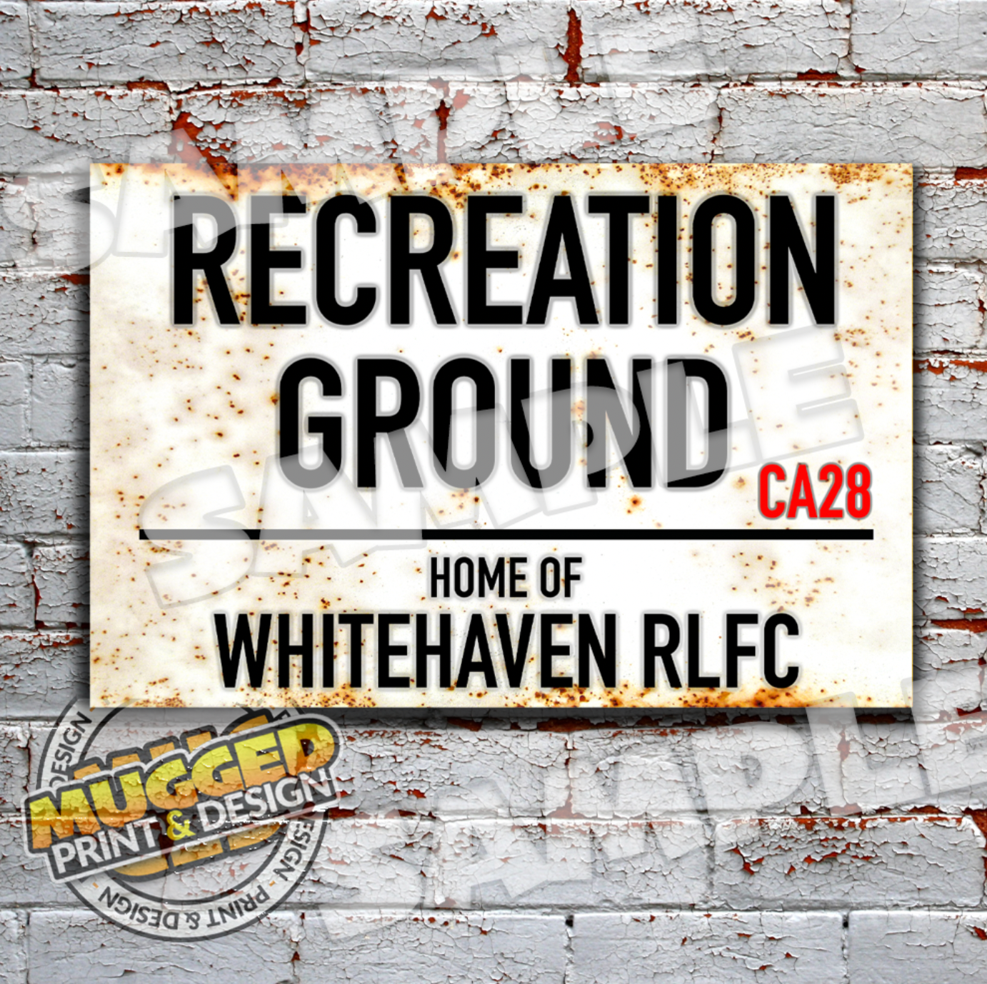 Recreation Ground - Whitehaven RL Vintage Street Sign