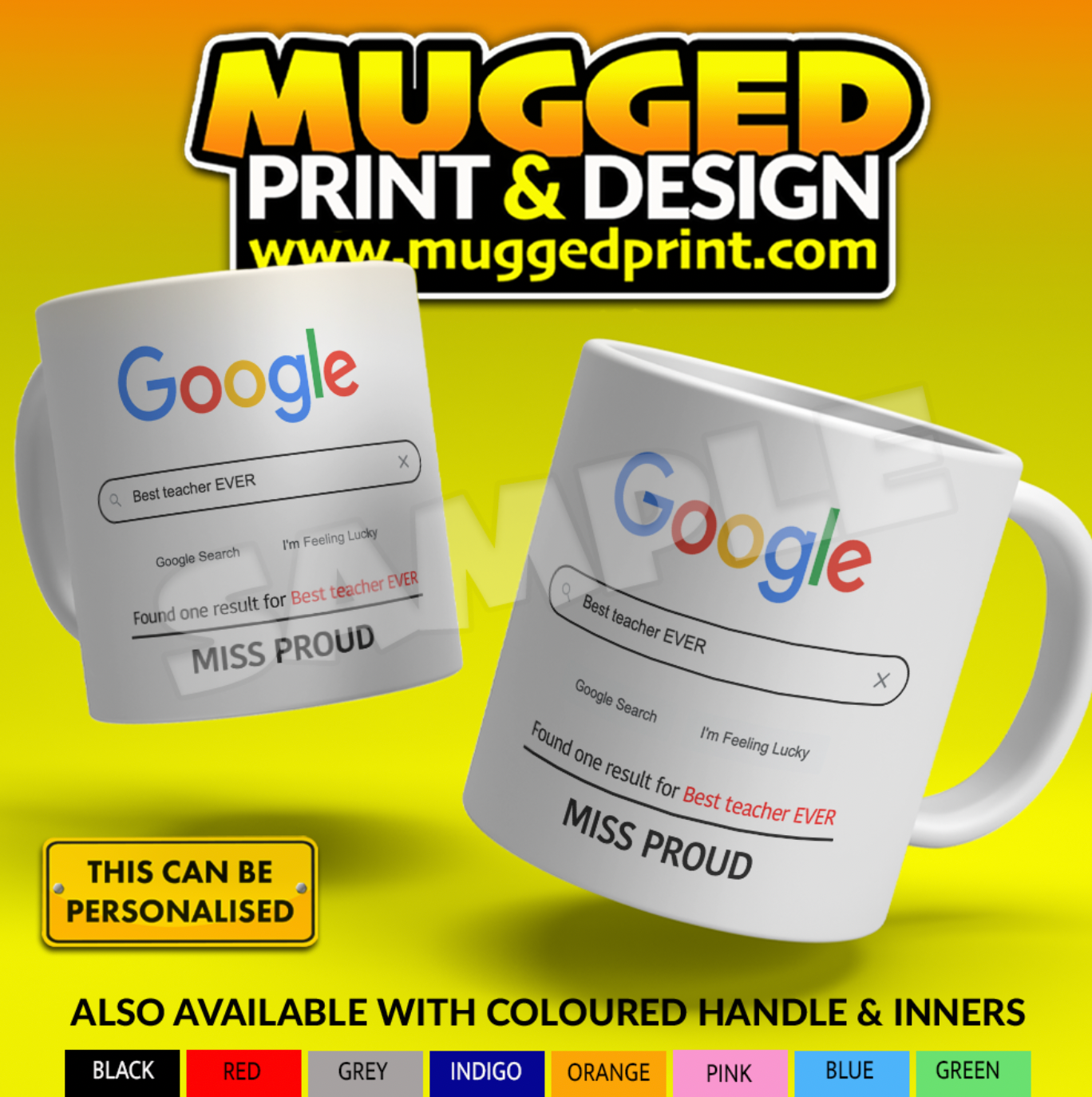 Google Best Teacher Mug *PERSONALISED*