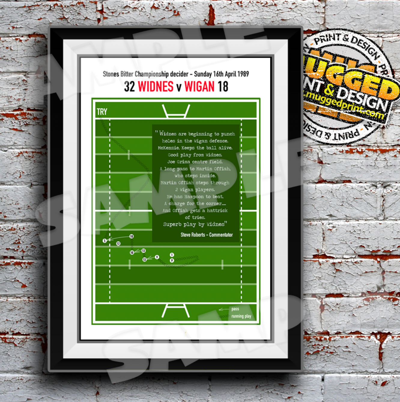 Widnes RLFC - 1989 League Champions - Offiah Try