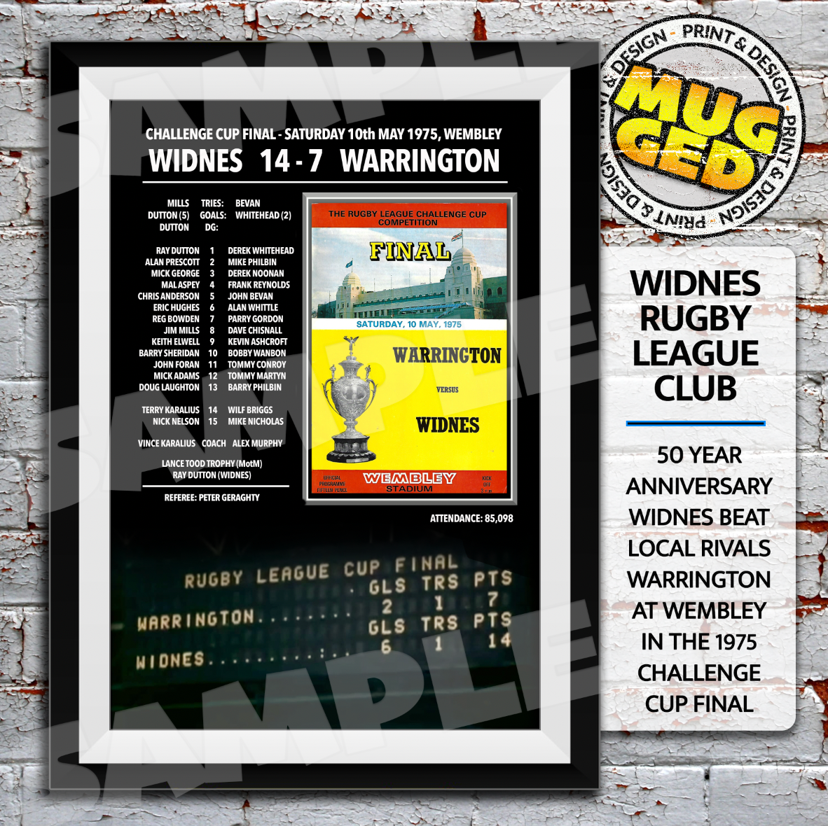 Widnes RLFC - 1975 Challenge Cup Final Print