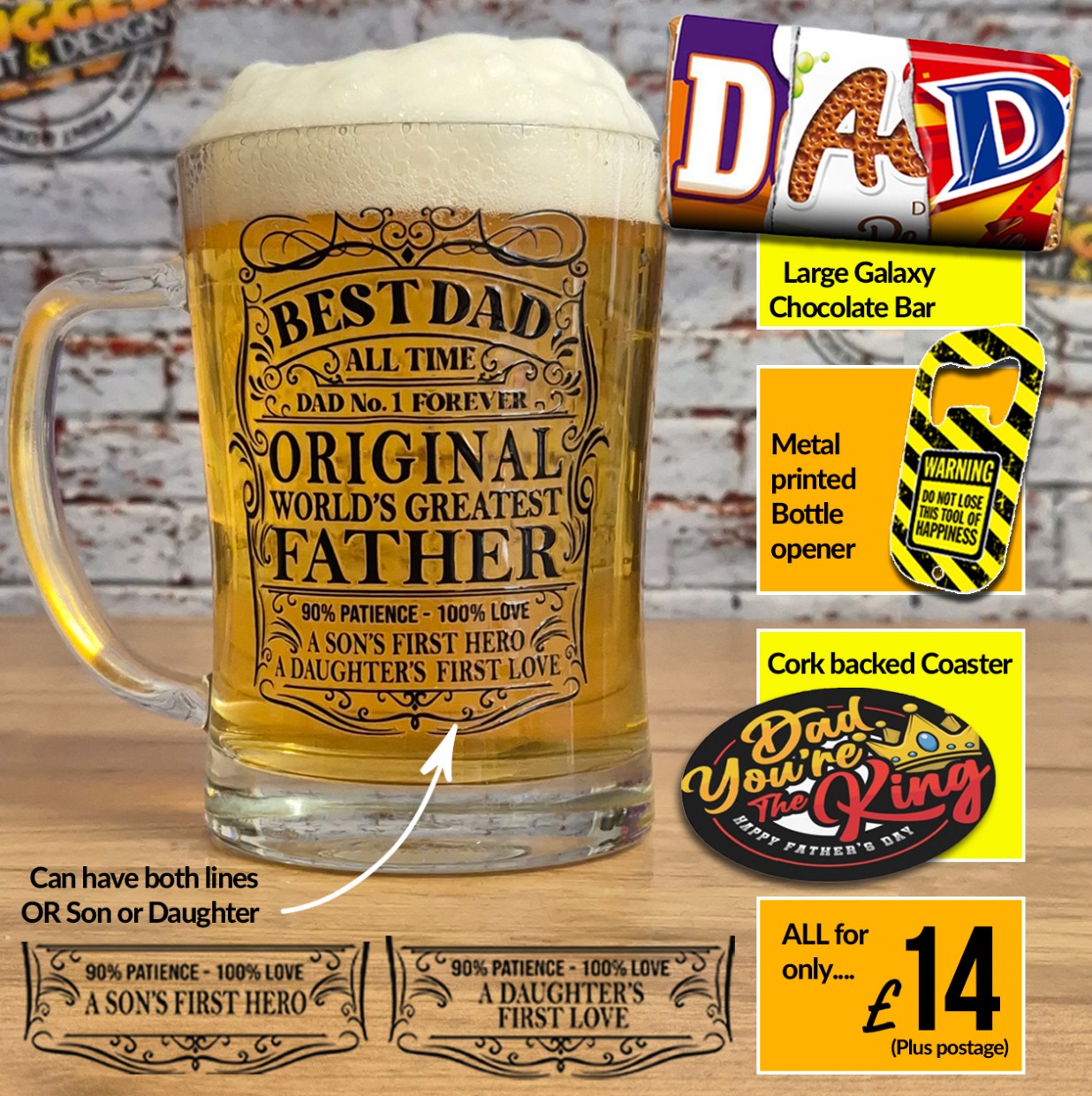 Fathers Day Pint Glass Tankard **BUNDLE**