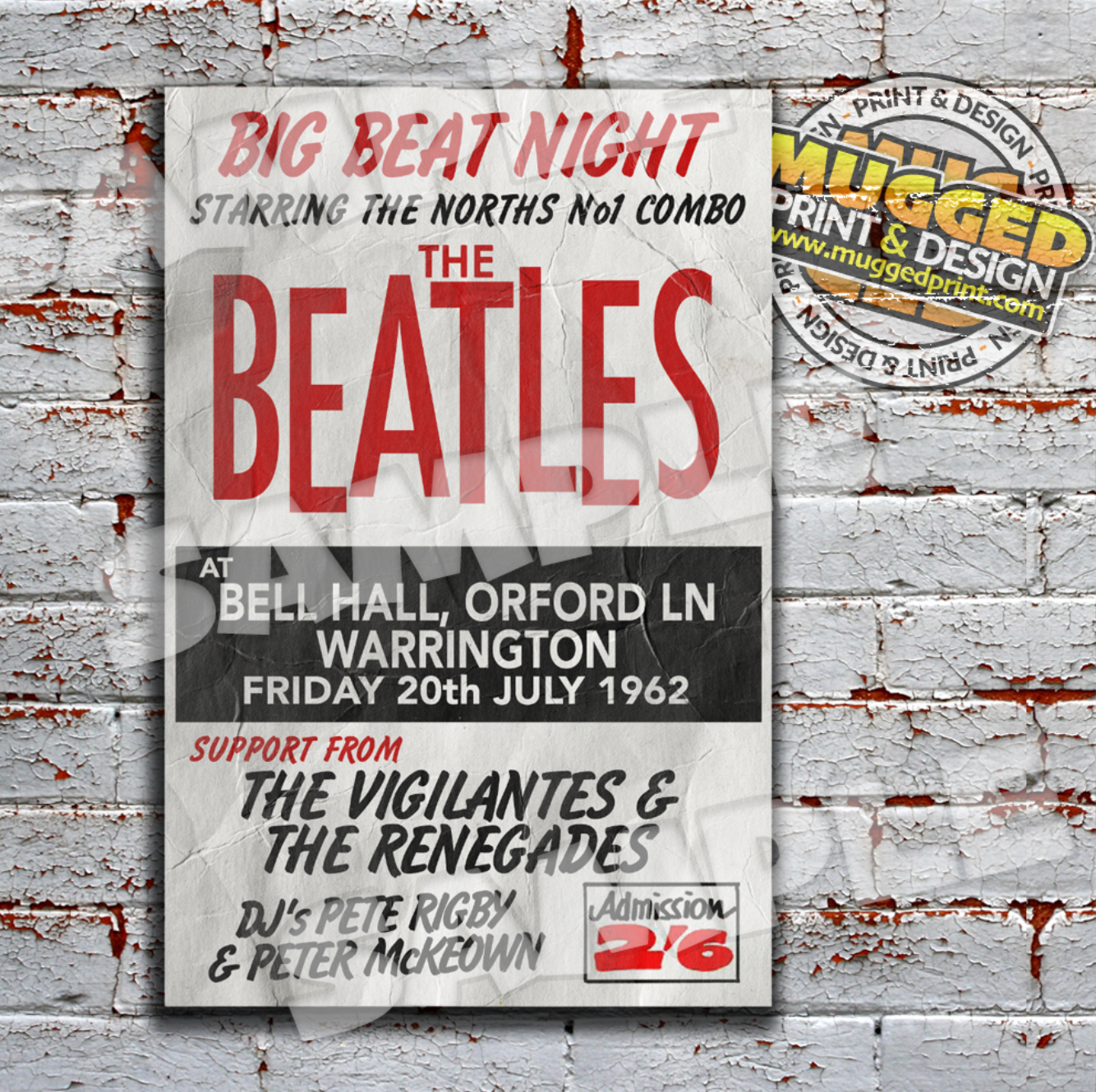 The Beatles at Orford Lane, Warringtont 1962 Replica Sign