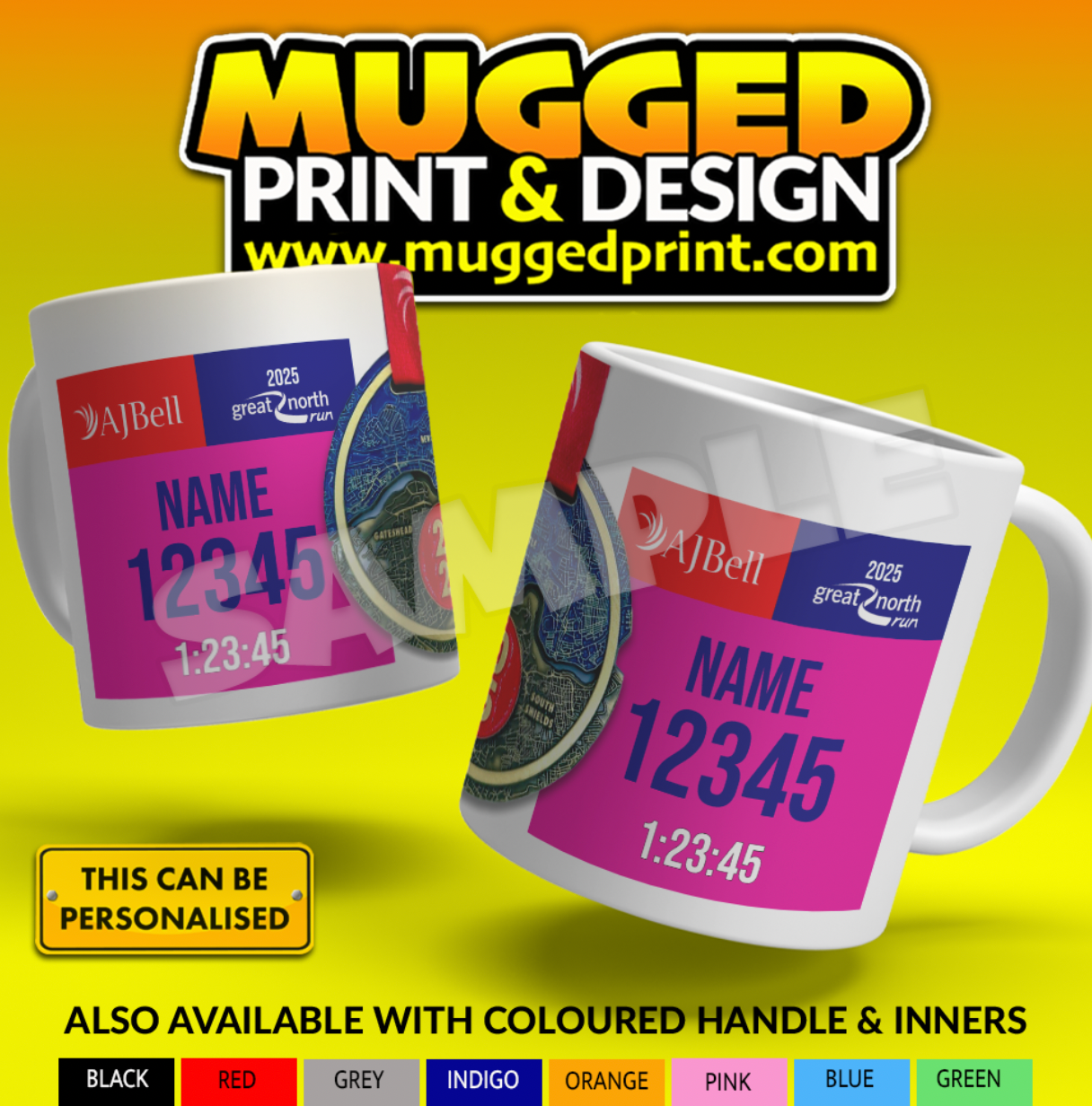 2025 Great North Run Half Marathon Mug *PERSONALISED*