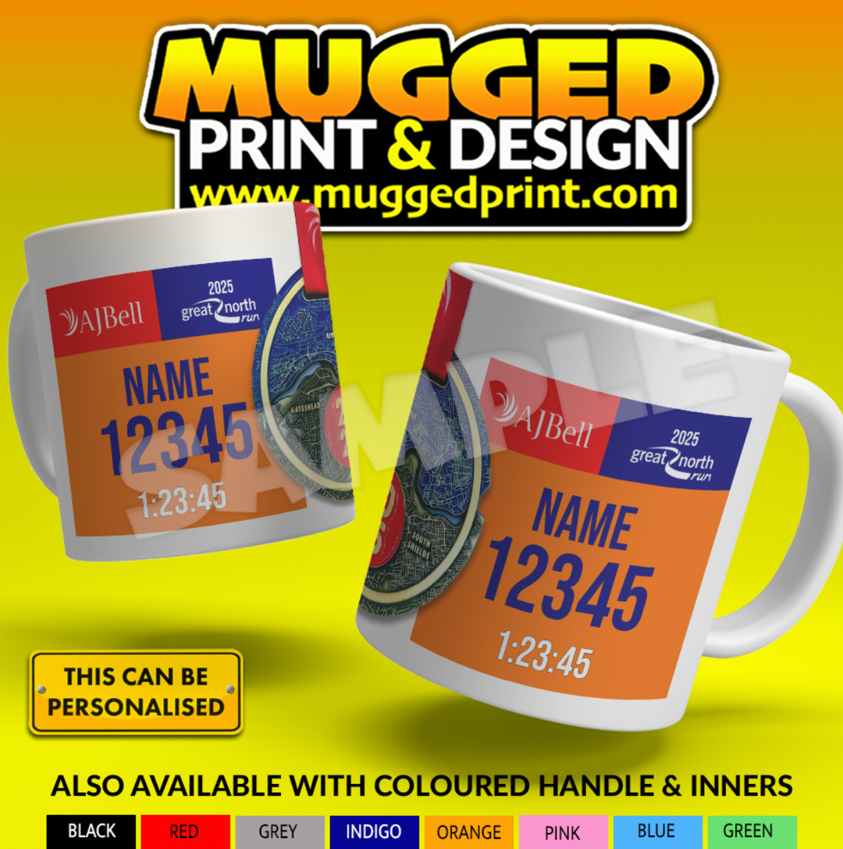 2025 Great North Run Half Marathon Mug *PERSONALISED*