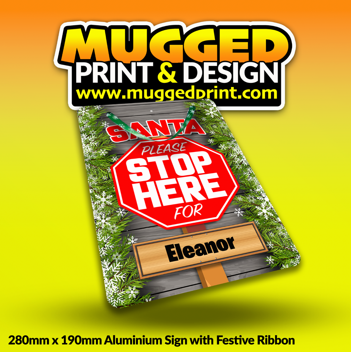 Santa Stop Here Metal Sign