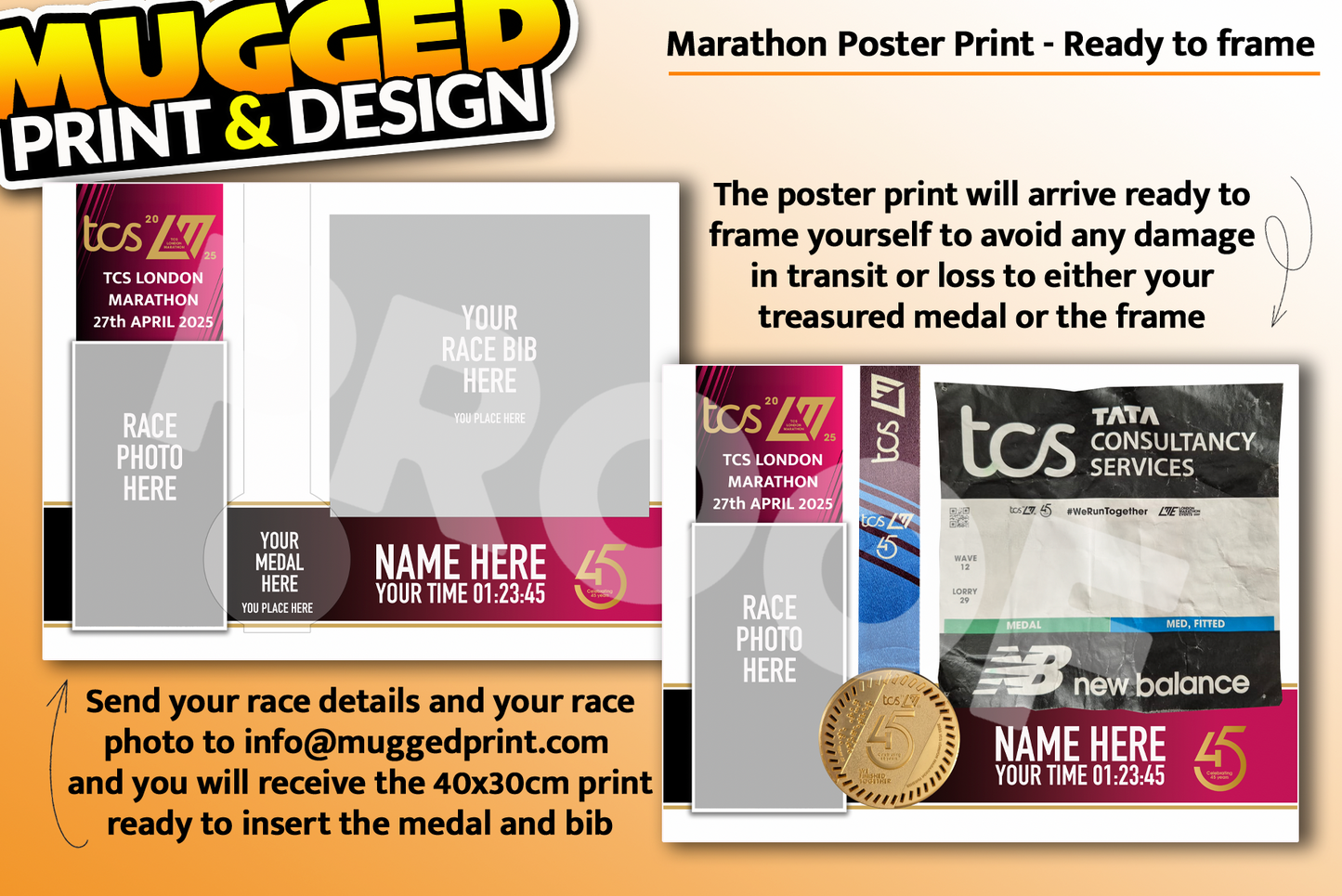 A3* Marathon Medal Prints *PERSONALISED*