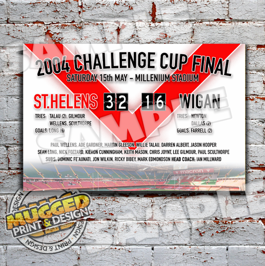 Aluminium 2004 Challenge Cup Final St.Helens v Wigan Sign