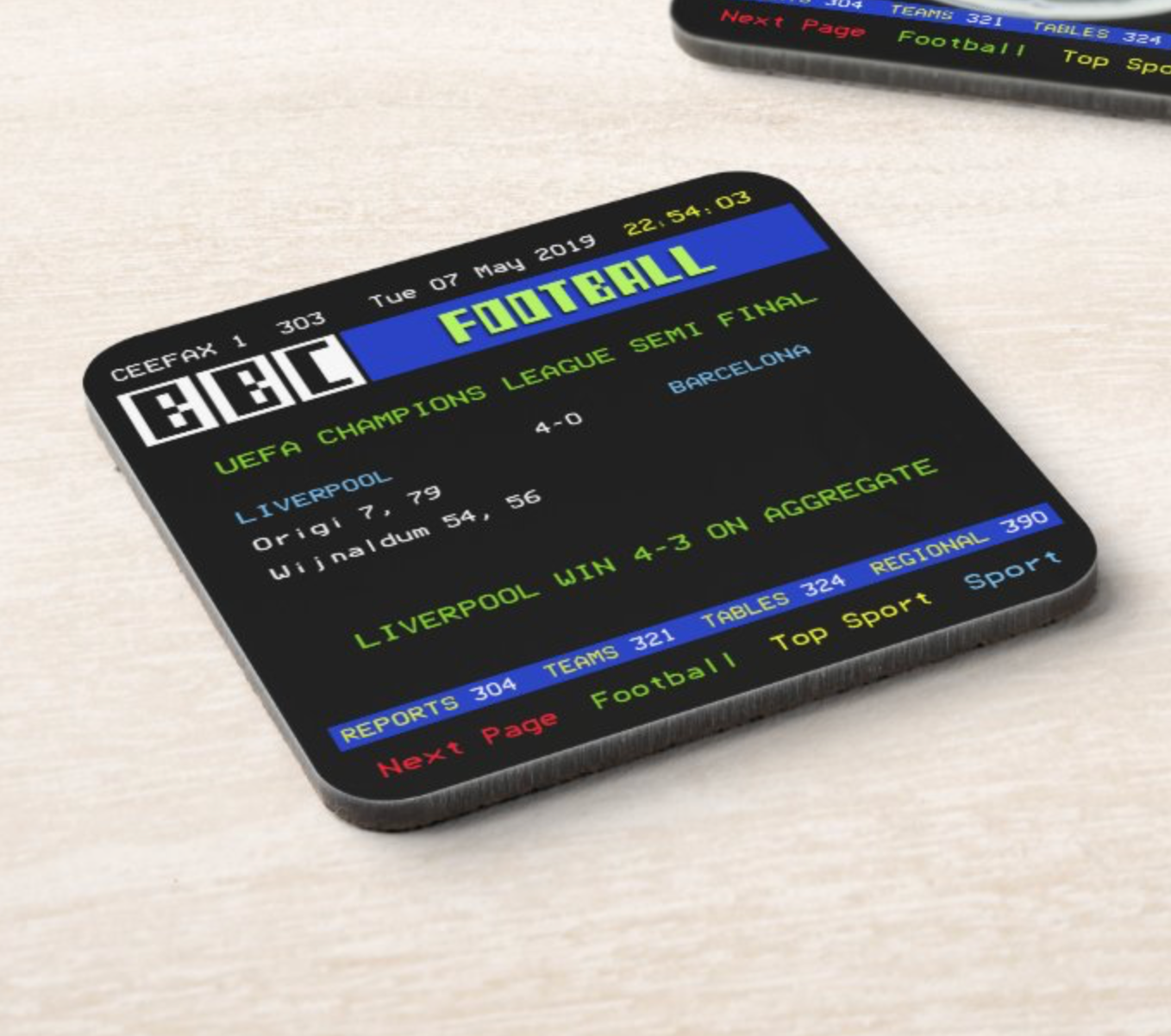 TELETEXT Champions League Final Coasters