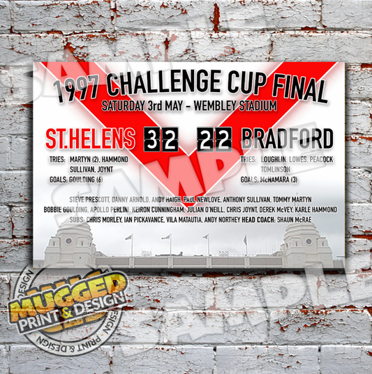 Aluminium 1997 Challenge Cup Final St.Helens v Bradford Bulls Sign