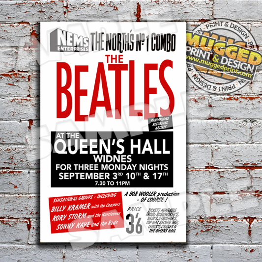 The Beatles at The Queens Hall, Widnes Replica Gig Sign