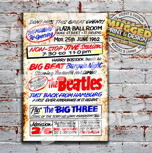 The Beatles at The Plaza, St.Helens Vintage Street Sign