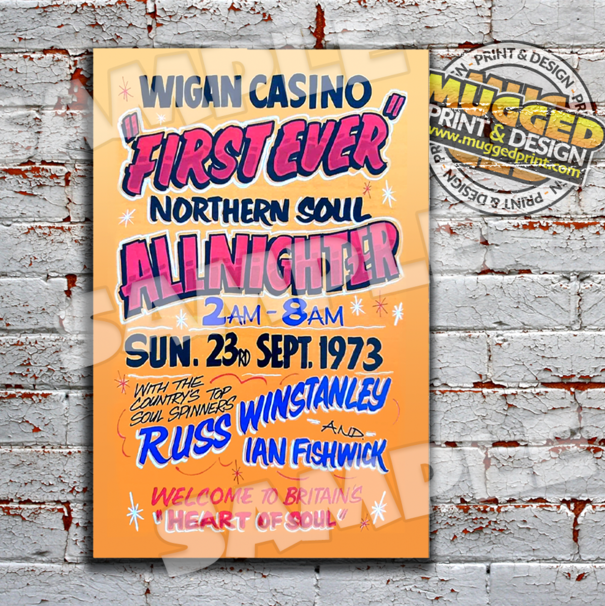Wigan Casino all nighter Vintage Street Sign 1973