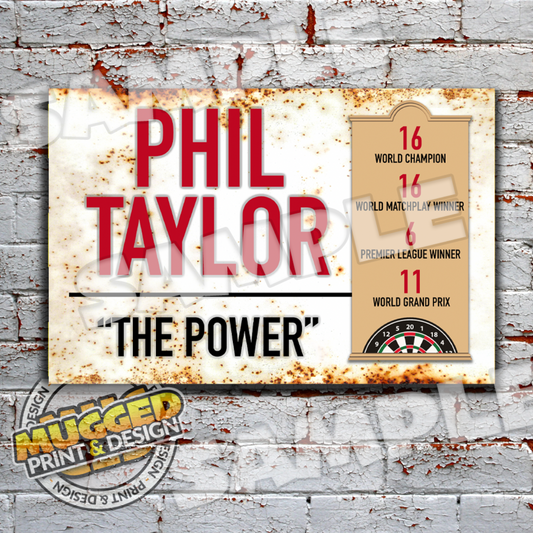Phil "POWER" Taylor - Darts Vintage Street Sign