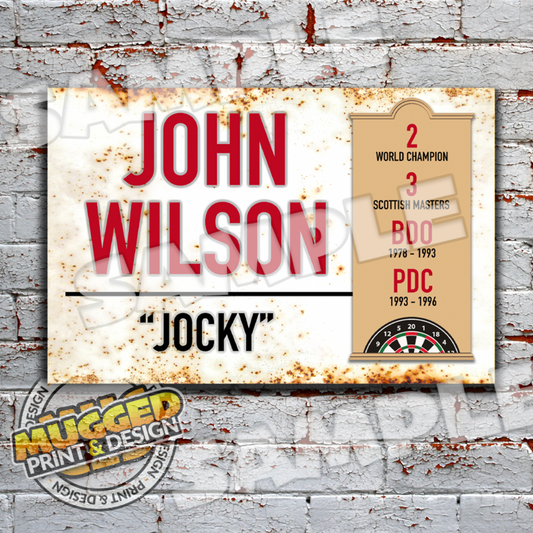 Jocky Wilson - Darts Vintage Street Sign