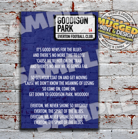 Aluminium Everton FC - Spirit of the Blues Sign