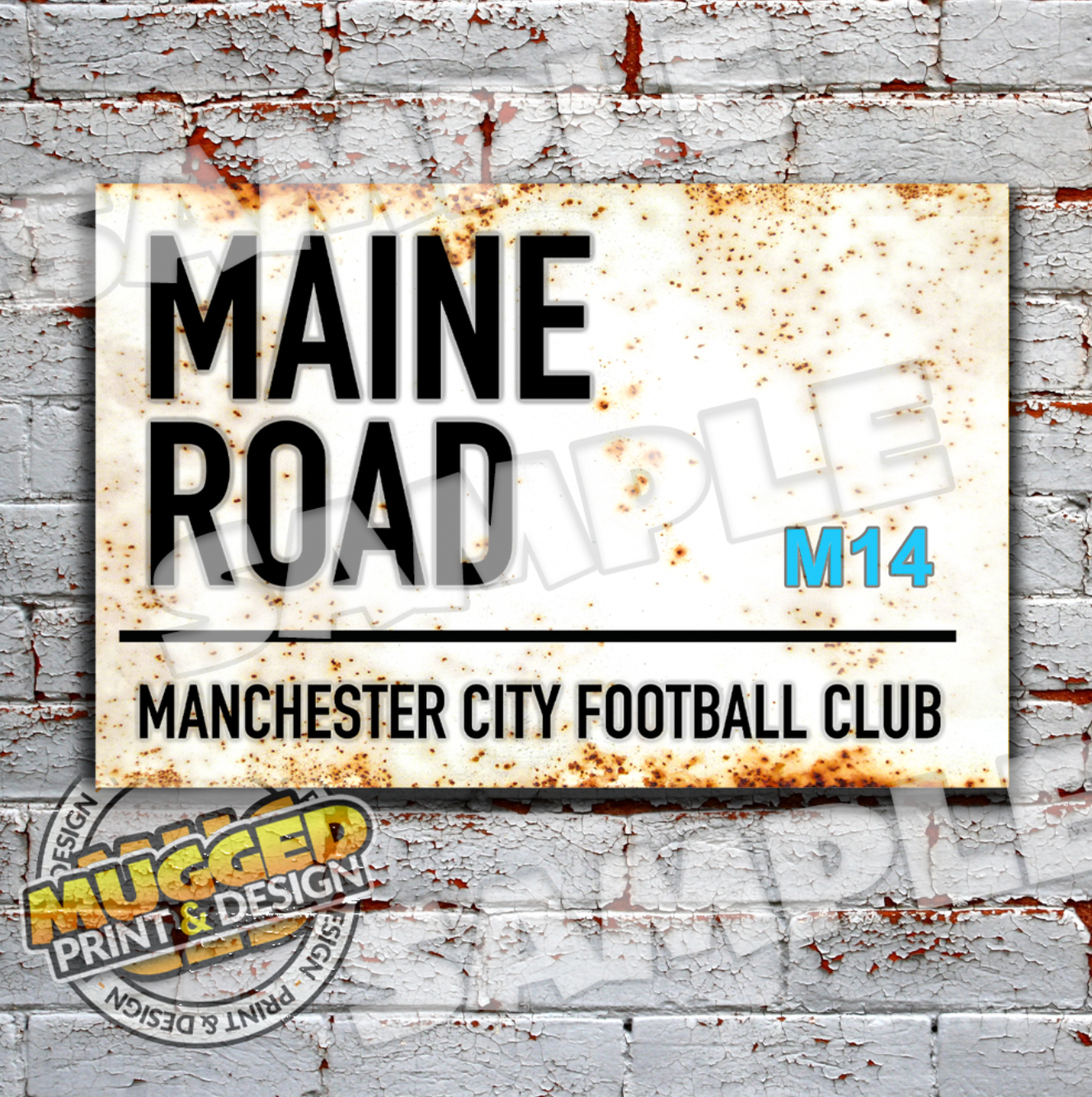Aluminium Maine Road (Manchester City) Vintage Street Sign
