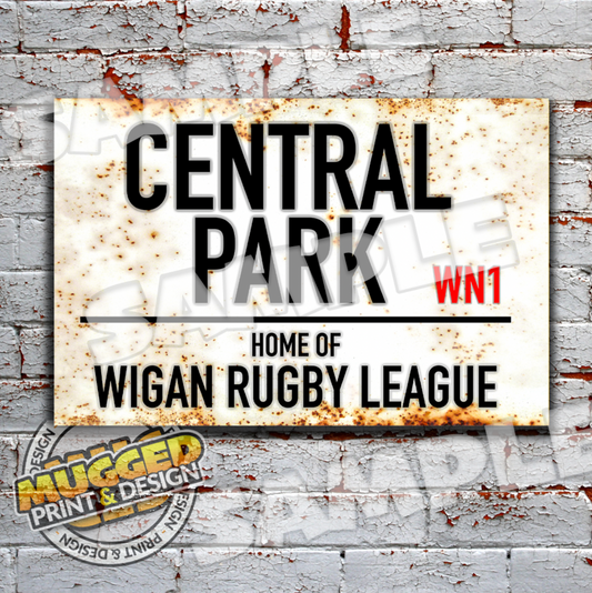 Central Park (Wigan RL) Vintage Street Sign