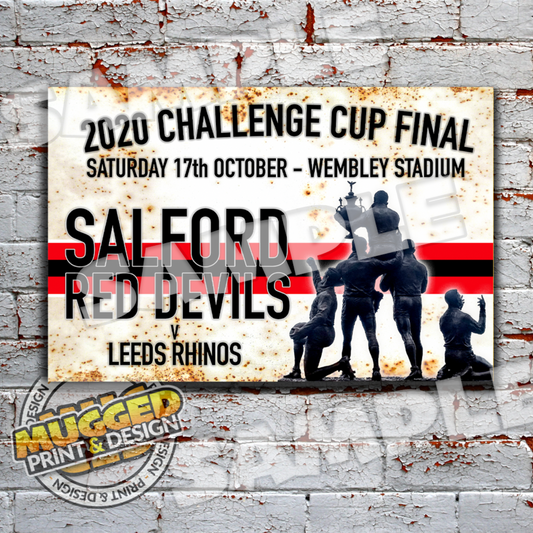 2020 RL Challenge Cup Final, Salford Red Devils Vintage Sign