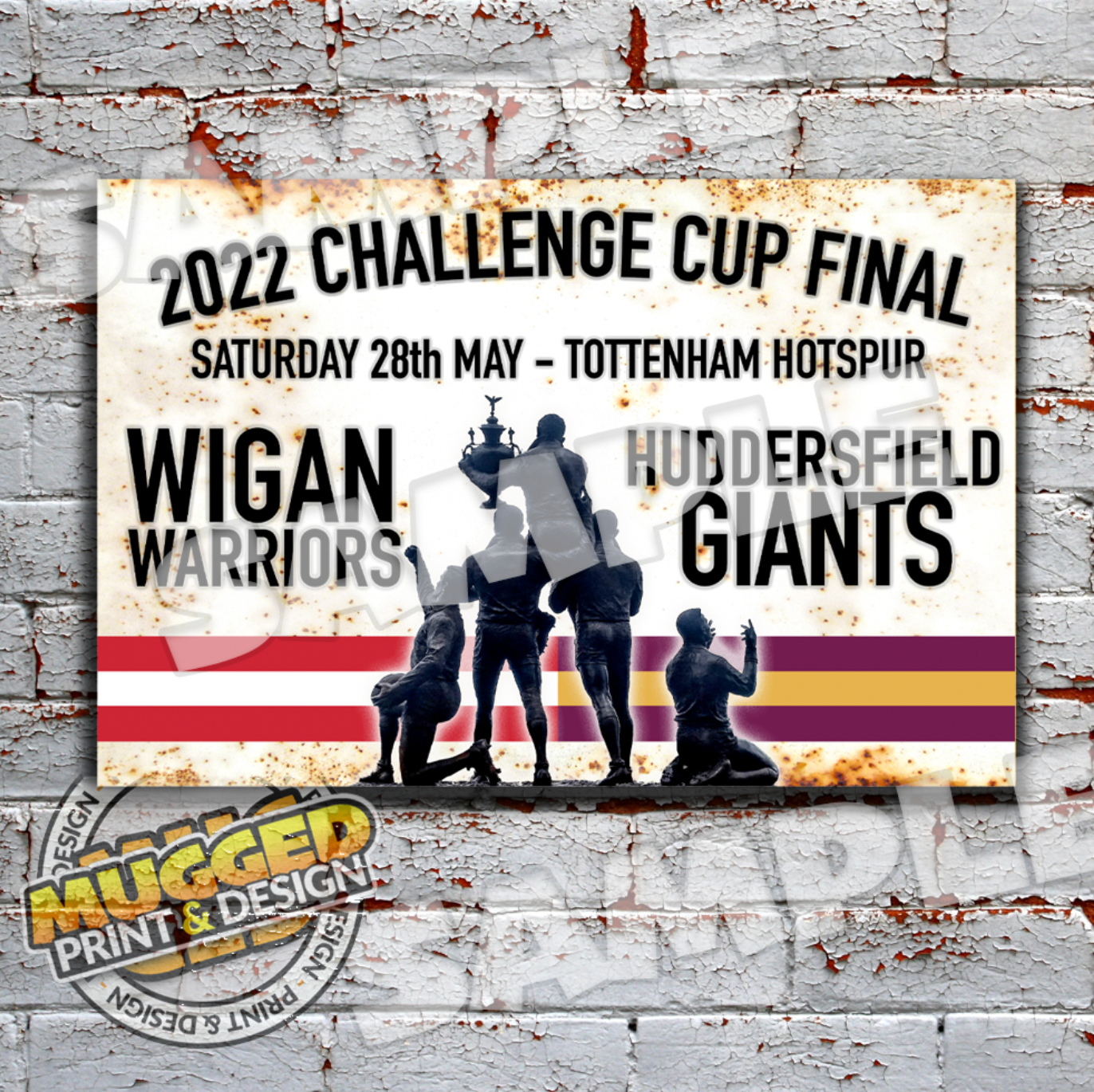 2022 RL Challenge Cup Final, Wigan Warriors v Huddersfield Giants Vintage Sign