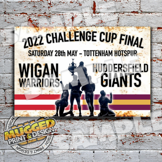 2022 RL Challenge Cup Final, Wigan Warriors v Huddersfield Giants Vintage Sign