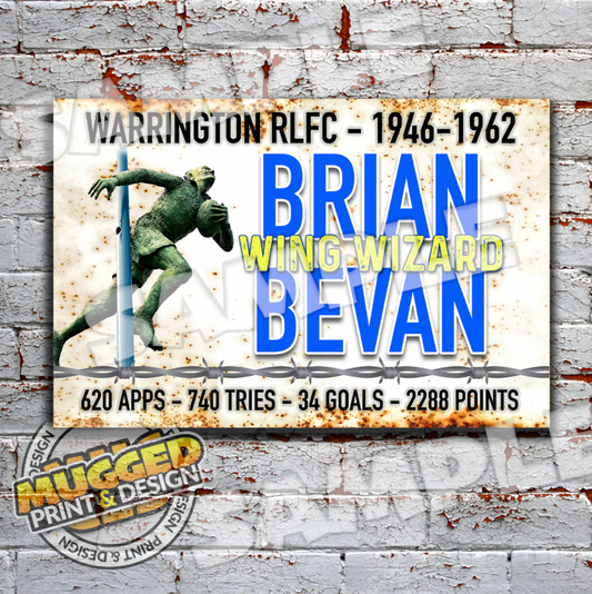 Brian Bevan (Warrington Wolves) Vintage Street Sign