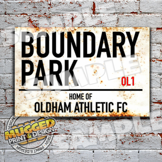 Aluminium Oldham Athletic- Boundary Park Sign