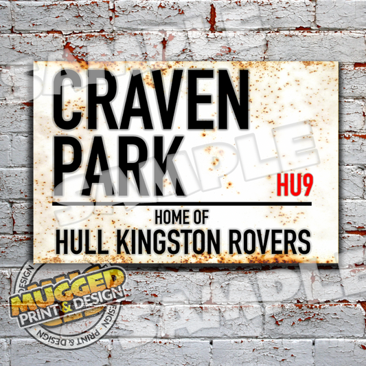 Aluminium Craven Park Hull KR Vintage Street Sign