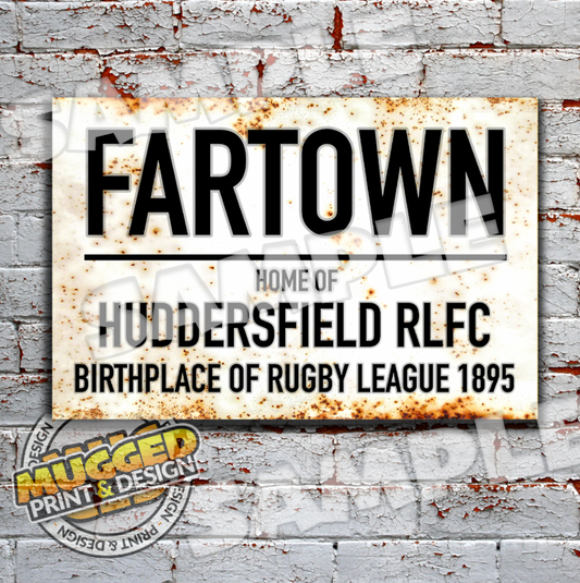 Fartown - Home of Huddersfield Giants Vintage Street Sign