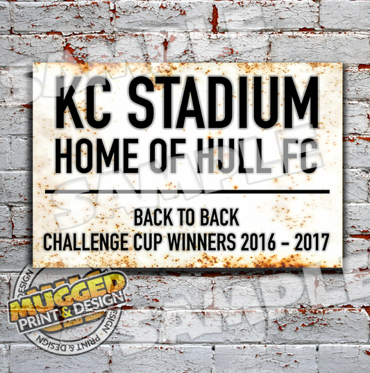 Aluminium KC Stadium - Hull FC Vintage Street Sign