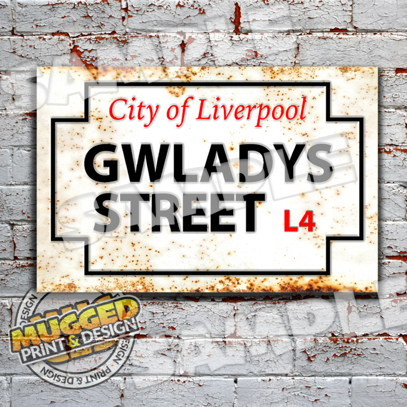 Gwladys Street (Everton FC) Vintage Street Sign