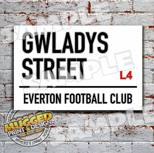 Gwladys Street (Everton FC) Vintage Street Sign