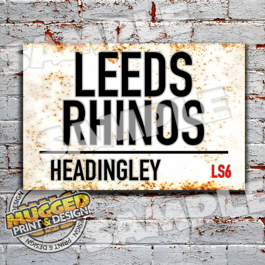 Aluminium Leeds Rhinos - Headingley Vintage Street Sign