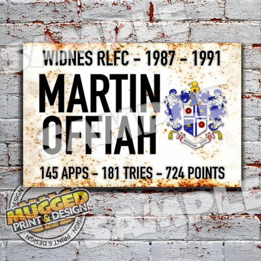 Aluminium Martin Offiah - Widnes RL Vintage Sign