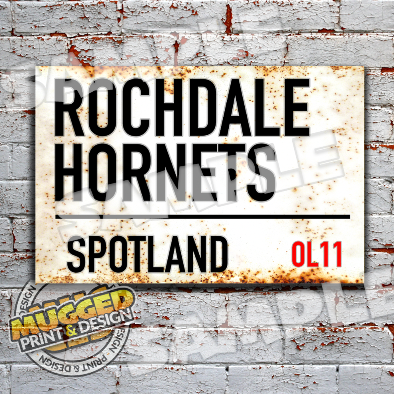 Rochdale Hornets RL (Spotland) Vintage Street Sign