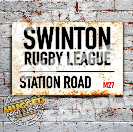 Station Road (Swinton Lions RL) Vintage Street Sign