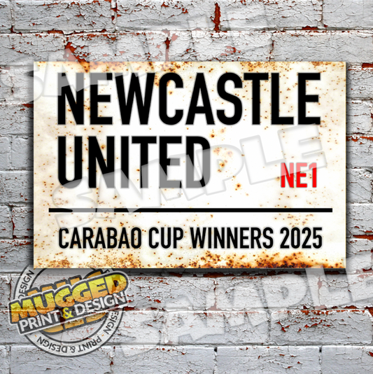 Aluminium Newcastle Utd (Carabao Winners) Vintage Sign