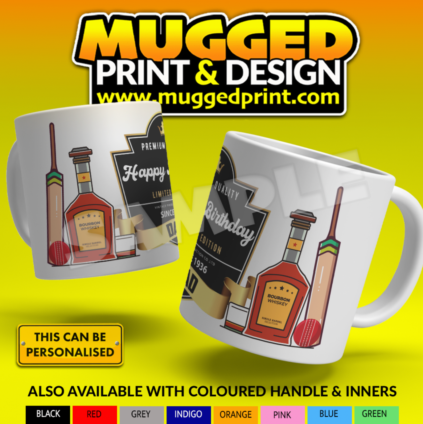 Whiskey Label Happy Birthday Mug *PERSONALISED*