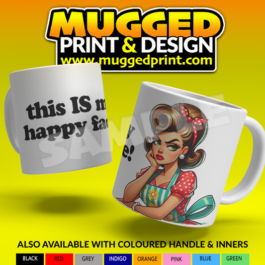 Happy Face 60s Pin Up Sarcastic Mug